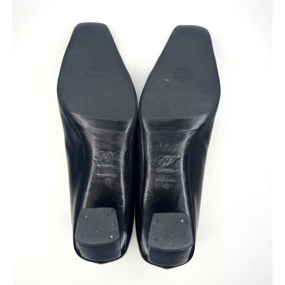 Roger Vivier Belle Vivier Buckle Pump Heels Leather  Black Block Heal Size 9.5 - Picture 7 of 12